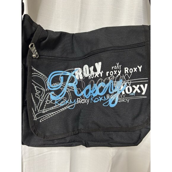 Roxy Y2k Vintage Messenger Bag Crossbody Black Blue Sling Surf - Picture 2 of 5